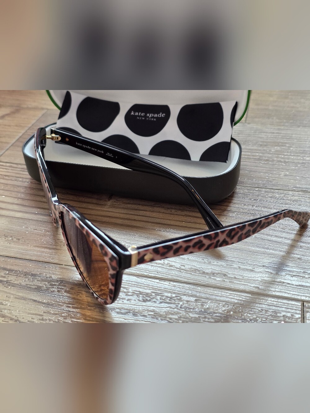 Kate Spade Leopard Print Cat Eye Sunglasses - Tan/Brown - Picture 3 of 5